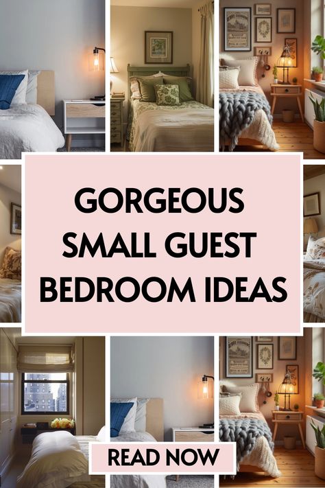 📏 Don’t let space limitations cramp your style! Our article showcases how to use bedroom décor ideas to enhance small guest bedrooms. See how small spaces can deliver big style! 💡 Unlock the secrets to beautiful, functional design. 🗝️ Cozy Small Guest Bedroom, Corner Twin Beds Guest Room, Simple Spare Bedroom, Single Guest Bedroom, How To Set Up Small Bedroom, Simple Bedroom Floor Plan, Style A Small Bedroom, Beautiful Small Master Bedrooms, Guest Bedroom Closet Combo