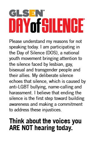 I fully support this even though I couldn't take part because of school and leading a chapel service Gsa Club Ideas, People At School, Day Of Silence, Support Lgbtq, School Climate, Creative Classroom, Meeting New Friends, It Gets Better, Past Life