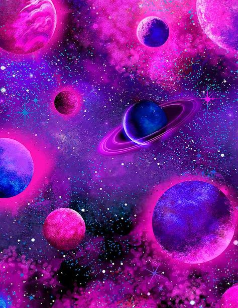 Scrapbooks Ideas, Galaxy Fabric, Space Fabric, Timeless Treasures Fabric, New Retro Wave, Fun Fabric, Space Planets, Digital Print Fabric, Timeless Treasures