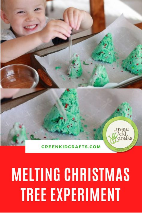 Melting Christmas Tree Experiment, Christmas Tree Science Experiment, Christmas Tree Stem Activities, Elf Science Experiment, Christmas Experiments, Christmas Experiments For Kids, Christmas Projects For Kids, Fall Stem Activities, Christmas Science Experiments