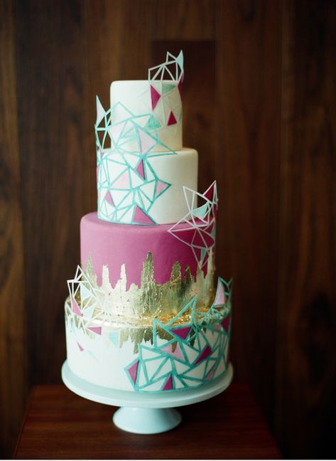 Vibrant-Geometric-Cake Geometric Wedding Cakes, Geometric Cake, Modern Cake, Modern Cakes, Tiered Cake, Modern Wedding Cake, Geometric Wedding, Cake Makers, Wedding Cake Inspiration