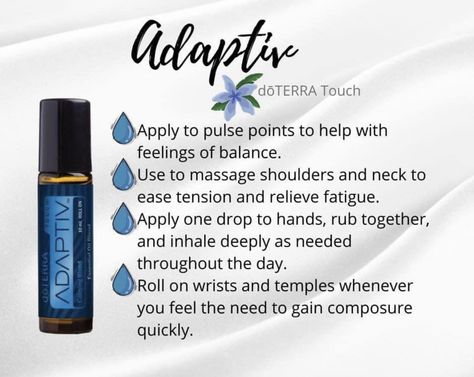 Adaptive Doterra, Doterra Adaptiv, Essential Oil Rollers, Essential Oil Roller Bottle Recipes, Essential Oil Usage, Be Happy Again, Roller Bottle Blends, Essential Oils For Babies, Essential Oil Education