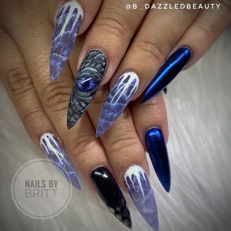 Game Of Thrones Nails Designs, Game Of Thrones Nail Art, World Of Warcraft Nails, Game Of Thrones Nails, Asap Nails, Galaxy Nail, Galaxy Nail Art, Dragon Nails, Galaxy Nails