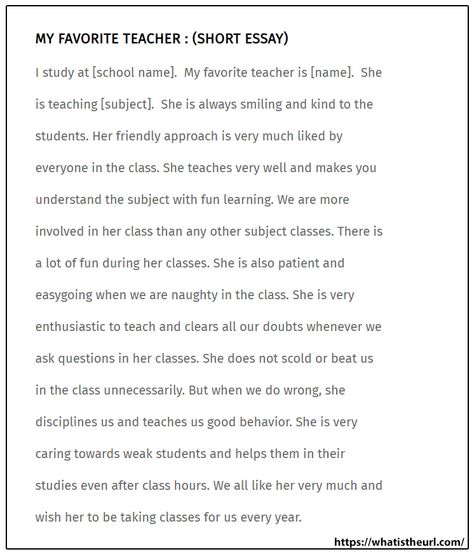 My Favorite Teacher essay Favourite Teacher, Short Essay About Love, English Essay For Class 1, My Favorite Person Essay, My Favorite Teacher Essay, My Teacher My Hero, My Teacher Essay, My Best Teacher Essay, My Class Teacher Essay