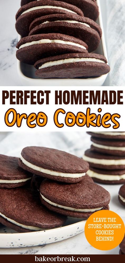 Homemade Oreo Cookies, Homemade Oreos, Oreo Cookie Recipes, Oreo Desserts, Dessert Oreo, Cookies With Chocolate, Peanut Butter Oreo, Oreo Recipes, Homemade Peanut Butter