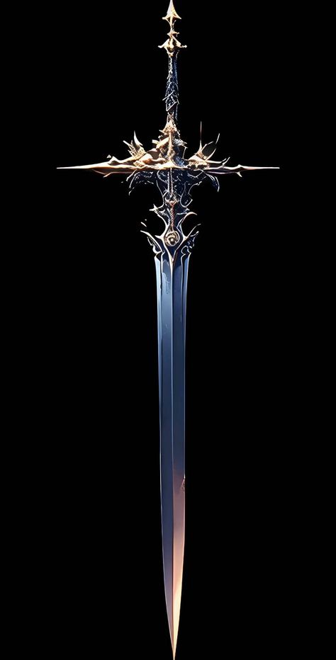 Fantasy Greatsword Design, Magical Greatsword, Cool Swords Fantasy, Magic Longsword, Bow And Arrow Wallpaper, Greatsword Design, Magic Swords Fantasy, Spear Designs Art, Great Swords Fantasy