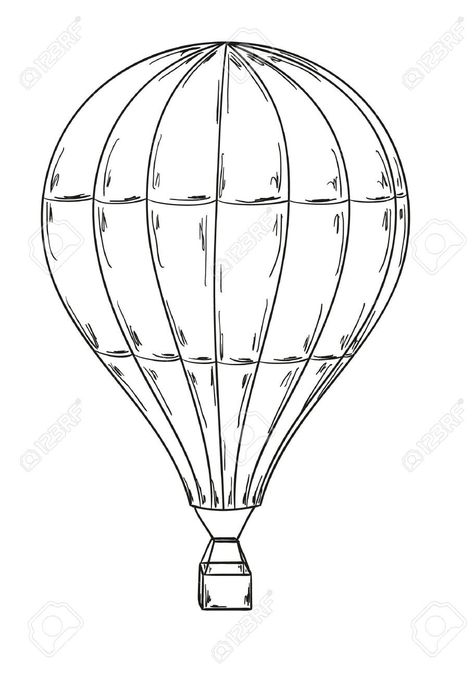 Ballon Drawing, Hot Air Balloon Drawing, Hot Air Balloon Tattoo, Air Balloon Tattoo, Hot Air Balloons Art, Balloon Tattoo, Charcoal Sketch, Vector Sketch, Sand Art