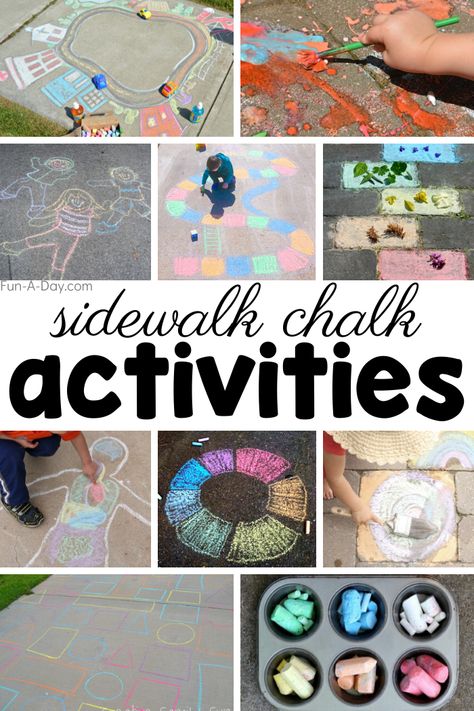 A huge list of sidewalk chalk ideas and recipes! There are so many ways to learn and play with sidewalk chalk, and with this awesome list, you'll never run out of activities! Great ways to keep the kids outside and being creative. Sidewalk Chalk Ideas, Diy Sidewalk, Chalk Art Ideas, Chalk Activities, Fun Chalk Art, Chalk Ideas, Sidewalk Chalk Art, Diy Chalk, Easter Inspiration