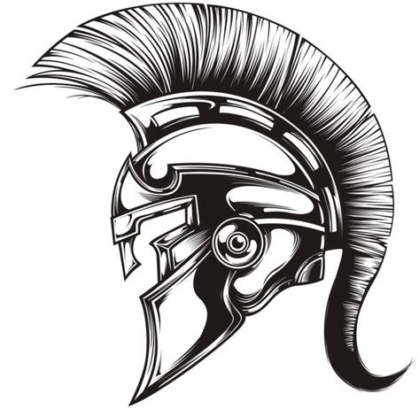 Spartan Helmet Drawing, Spartan Helmet Tattoo, Trojan Helmet, Quetzalcoatl Tattoo, Athena Tattoo, Tatoo 3d, Roman Tattoo, Ancient Art Tattoo, Helmet Drawing