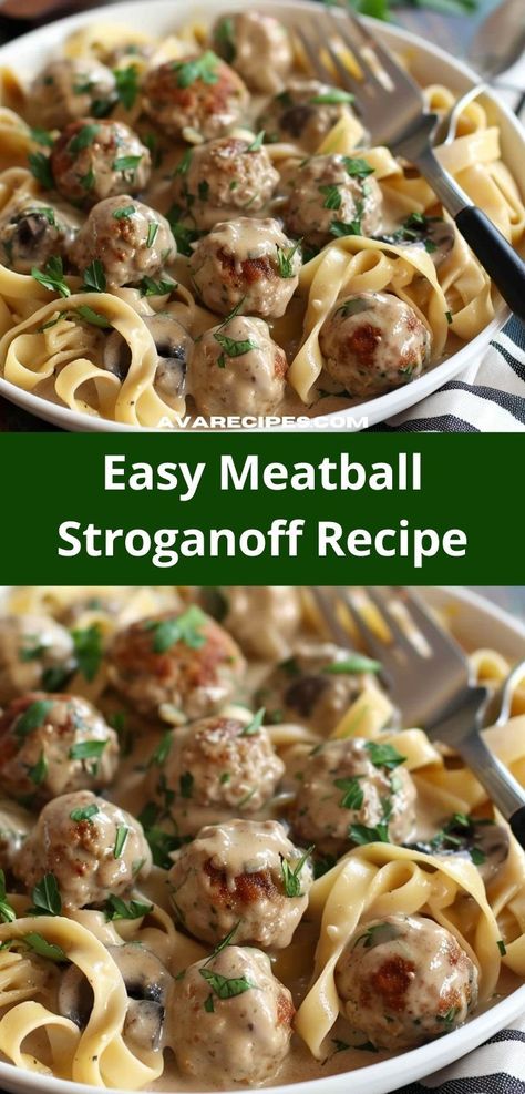 Love ground beef recipes? Our Meatball Stroganoff recipe is a must-try for dinner. This meatball recipe combines savory beef with a rich stroganoff sauce for an ideal dinner option. Meatball Stroganoff Recipe Easy, Meatball Stroganoff Recipe, Beef Stroganoff Sauce, Pork Stroganoff Recipe, Beef Stroganoff Meatballs, Stroganoff Sauce, Meatball Stroganoff, Ground Beef Meatballs, Kfc Chicken Recipe