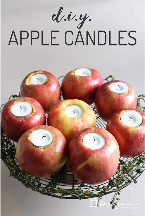 OMG--love this! Come learn how to make this centerpiece out of DIY apple candles. So pretty! Perfect for Thanksgiving or Christmas! Fall Mantle Decor, Fall Wedding Diy, Thanksgiving Decorations Diy, Apple Candles, Thanksgiving Diy, Thanksgiving Centerpieces, Entertaining Ideas, Fall Ideas, Thanksgiving Crafts