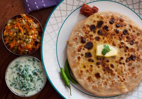 Stuffed Aloo Paratha, Palak Raita, Carrot Salad Masala Macaroni, Paneer Paratha, Kadai Paneer, Stuffed Paratha, Aloo Paratha, Breakfast Recipes Indian, Paratha Recipes, Chaat Recipe, Paneer Recipes