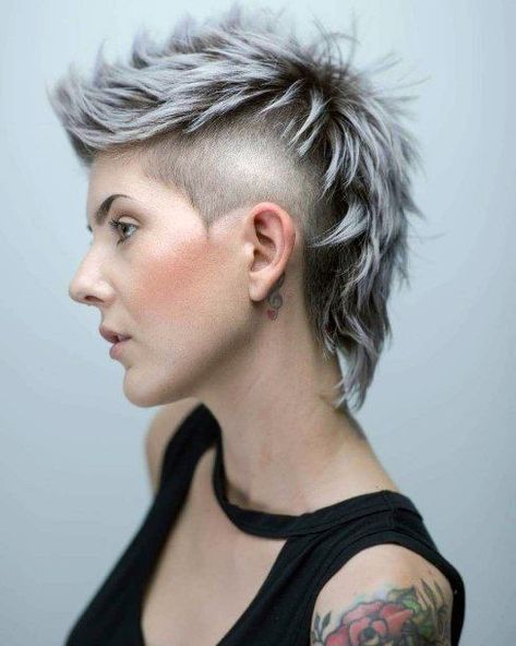 Modern Mullet Haircut, Short Grey Haircuts, Mullet Wig, Longer Pixie Haircut, Funky Short Hair, Mullet Haircut, Gray Hair Cuts, Human Wigs, Short Hair Undercut