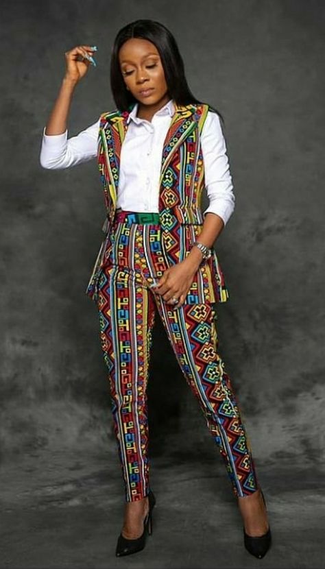 Chitenge Trousers For Ladies, Chitenge Outfits, African Pants, Chic Attitude, Ankara Trousers, African Print Pants, Kitenge Designs, Ankara Jumpsuit, Special Outfits