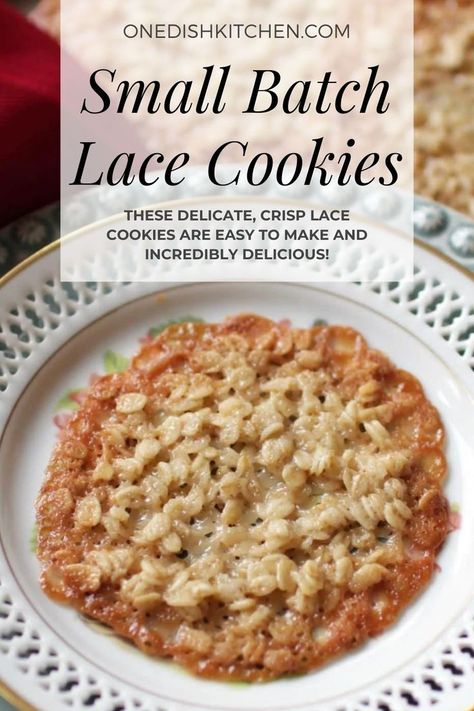 Cookie Thins Recipe, Small Batch Cookie, Lace Cookies Recipe, Crispy Oatmeal Cookies, Oatmeal Lace Cookies, Small Batch Cookie Recipe, Small Batch Cookies, Cookie Crisp, Lace Cookies