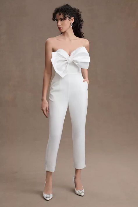 Simple White Jumpsuit, Boho Wedding Dress Designers, Bow Jumpsuit, Bridal Pantsuit, Bride Jumpsuit, Wedding Pantsuit, Nontraditional Wedding Dress, Black Strapless Jumpsuit, Big Wedding Dresses