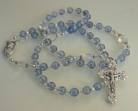 Praying The Rosary Catholic, Blue Rosary, Custom Rosary, Holy Rosary, Bead Charms Diy, Crystal Opal, Rosary Catholic, Blessed Virgin, Funky Jewelry