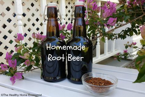 Homemade Root Beer (Traditional Recipe) Homemade Root Beer, Sassafras Root, Root Beer Recipe, Root Beer Bottle, Homemade Rootbeer, Homemade Soda, Fermented Drink, Healthy Drinks Recipes, Fermented Foods