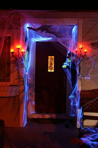 Spooky entrance to our house. Our Halloween display | Flickr Room Atheistic, Porta Halloween, Halloween Rules, Halloween Cooking, Diy Halloween Party, Halloween Outdoor Decoration, Halloween Front Door Decorations, Deco Halloween, Fiesta Halloween