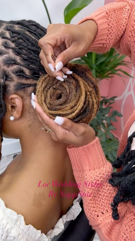 nappstar_nyc on Instagram: Loc Wedding Styles by NappStar✨🤩💕 book appointment now www.NappStar.com #locs #locstyles #weddinghair #weddinghairstyles Locs Styles For Wedding, Bridal Loc Styles, Loc Wedding Hairstyles Brides, Loc Wedding Styles, Nappstar Nyc, Braided Loc Updo, Wedding Loc Styles, Dreadlock Wedding, Dreadlock Wedding Hairstyles