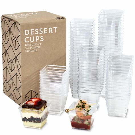 PRICES MAY VARY. 3 OZ MINI DESSERTS: Share your elegant desserts to your patrons, customers or guests of honor with a few spoonfuls of savory treats in clear, classy mini dessert cups 100 RECYCLABLE CUPS: Includes 100 mini 2.5" x 2" 3oz. thick plastic cups that are recyclable, reusable and disposable! For multi-use, please disinfect thoroughly and stack them for future parties IT'S ALL ABOUT PRESENTATION: Show off your impressive culinary creations! Completely transparent, these cups are just as Ice Cream Sauces, Cream Sauces, Parfait Glasses, Jelly Shots, Parfait Cups, Mini Dessert Cups, Cake Ice Cream, Mini Dessert, Layered Desserts