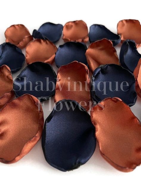 7.00 USD The perfect pop of color to add to your bridal shower table, gender reveal party, wedding aisle, or birthday party decor. Find Flower Petals Mrs bridal honeymoon bachelorette party t-shirts, tees, shirts, mugs, digital planners, and gifts for your bride-to-be and bridesmaids here. Navy Blue and copper flower petals, rose petals, table decor, flower girl petals, baby shower decor, bridal shower decor *****Please note the completion and shipping timeframe is due to high volume of… Navy Blue And Copper Wedding, Wedding Decorations Navy Blue, Rose Petals Wedding Table, Blue And Copper Wedding, Rose Petals Table Decor, Emerald And Gold Wedding, Bride Decor, Bridal Shower Table, Flower Girl Petals