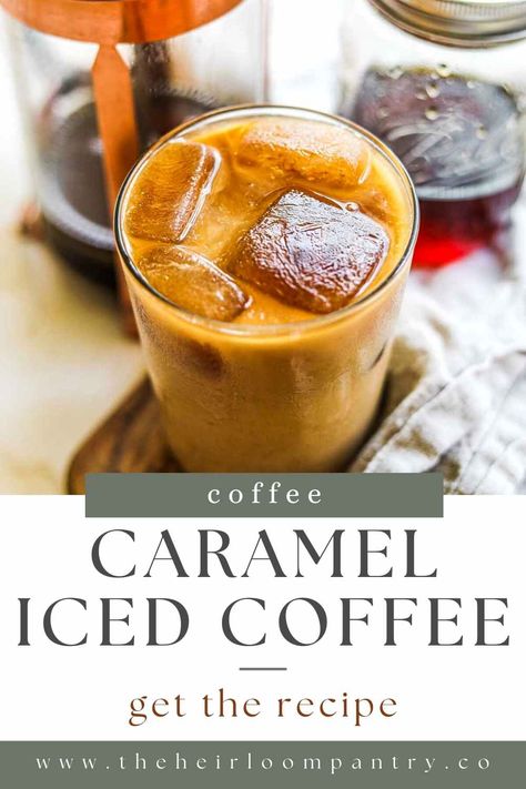 Caramel Iced Coffee features sweet caramel syrup, freshly brewed coffee or espresso, and your favorite milk over coffee ice cubes. Make this rich and refreshing coffee in just 5 minutes! This homemade caramel iced coffee recipe is better than Starbucks' and more economical than your local coffee shop's! Making it at home allows you to adjust the sweetness, coffee strength, and milk to your exact preference. Be your own barista and try your hand at this recipe today! Homemade Iced Coffee Recipe, Flavored Coffee Recipes, Caramel Iced Coffee Recipe, Diy Coffee Drinks, Caramel Iced Coffee, Make Iced Coffee, Coffee Recipe Healthy, Homemade Iced Coffee, Iced Coffee Recipe