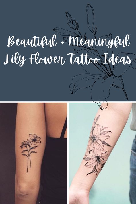 53 Lily Flower Tattoo Ideas That Are Beautiful + Meaningful - tattooglee Tiger Lily Wrist Tattoo, Lilly Tattoo Meaning, Lily And Daisy Tattoo, Minimalist Lily Tattoo, Easter Lily Tattoo, Lily Tattoos For Women, Tiger Lily Tattoo, Lilly Tattoo Design, Lily Flower Tattoo