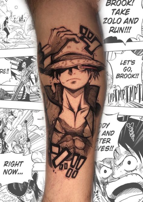 Monkey D Luffy Tattoo Design, One Piece Tattoo Design, Luffy Tattoo Ideas, Luffy Tattoo, Go Beyond Plus Ultra, Anime Tattoo Ideas, One Piece Tattoo, Tattoo Homme, Gamer Tattoos