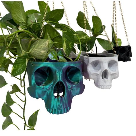 Gothic Plant Decor, Goth 3d Print, Hanging Skull Planter, Goth Plant Pots, Skull Planter Target, Gothic Planter Pot, Skull Pot, 3d Printed Skull, Skull Hanging