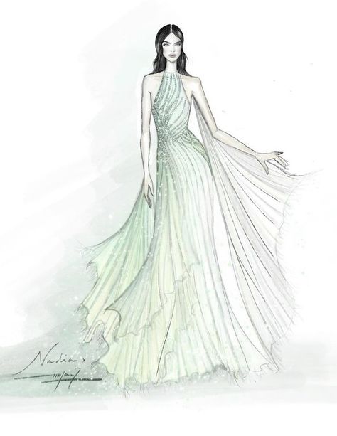 Gown Illustration, Nadia Ferreira, Dayana Mendoza, Holly Nichols, Ideas Sketch, Net Gowns, Fashion Illustration Tutorial, Fashion Design Sketch, Fashion Drawing Tutorial