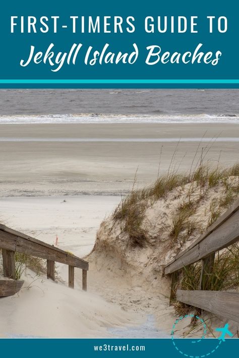 First-timers guide to Jekyll Island beaches - find out where to go on this Golden Isle off Georgia's coast including Driftwood Beach, Glory Beach, Great Dunes Beach Park and more. #jekyllisland #georgia #goldenisles via @we3travel Beach Vacation Tips, Georgia Beaches, Jekyll Island Georgia, Georgia Coast, Georgia Vacation, Driftwood Beach, Georgia Travel, Jekyll Island, Usa Beaches