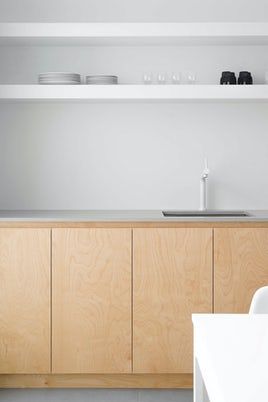 Caesarstone Raw Concrete, Canada Forest, Ikea Dining Table, White Cabin, Simple Dining Table, Open Cabinets, Concrete Kitchen, Porcelain Floor Tiles, Design Milk