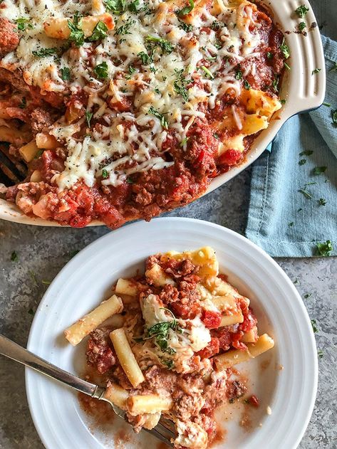 Ree Drummond's Baked Ziti - Recipe Diaries Ziti Noodles, Loaded Pasta, Recipe Diaries, Lighter Recipes, Ziti Recipe, Ziti Recipes, Baked Ziti Recipe, Italian Sausage Recipes, Buttered Noodles