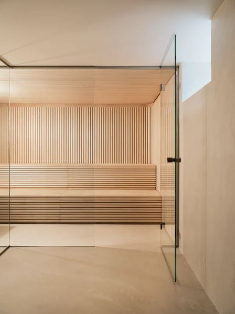 Sauna Interior, Scandinavian Spa, Sauna Architecture, Luxury Sauna, Sauna Glass Wall, Sauna Architecture Design, Sauna Dimensions, Sauna Bathroom Design, Turkish Bath House