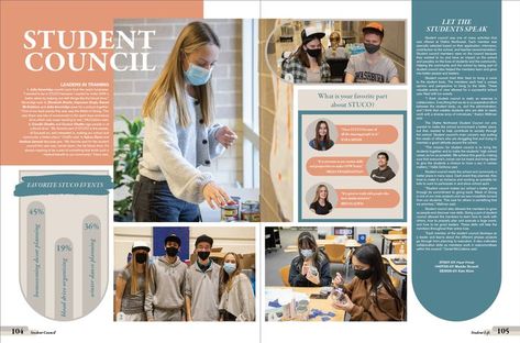 Newspaper Design Inspiration, Yearbook Design Layout, Yearbook Spreads, Yearbook Layouts, Brochure Design Creative, Yearbook Pages, Yearbook Themes, Yearbook Design, Newspaper Design