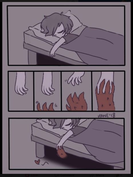 This is cute Sleep Paralyzed Demon Art Cute, Monster Under The Bed, Art Mignon, Cute Stories, Markiplier, Cute Comics, الرسومات اللطيفة, Pencil Art, Comic Strip