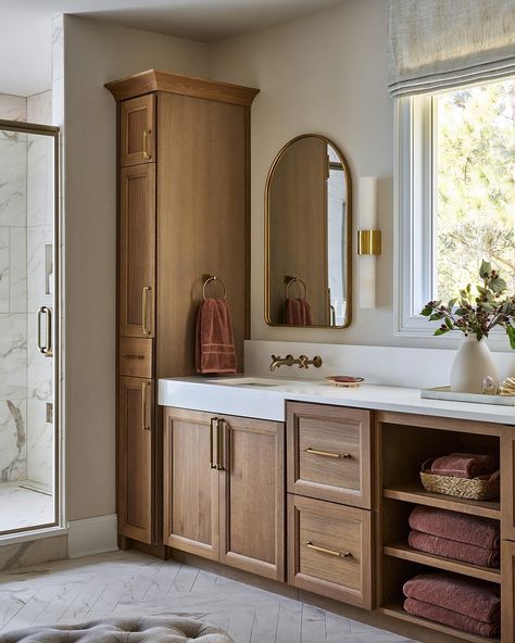 ATLANTA INTERIOR DESIGNER | A before and after of the primary bath from our new Serene Retreat project! We opened up this bathroom area to create a flowing, breathable… | Instagram Primary Bathroom Vanity, Built In Bathroom Vanity, Primary Bathroom Ideas, Craftsman Bathroom, Addition Ideas, Primary Bath, Primary Bathroom, Bath Ideas, Girls Bathroom