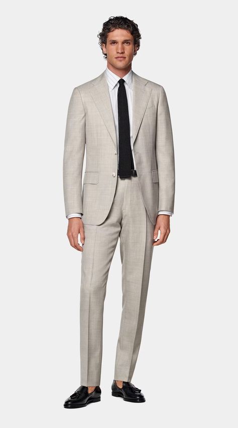 Light Brown Custom Made Suit in Pure Tropical Wool | SUITSUPPLY Canada Light Grey Suits, Custom Made Suits, Unique Fits, Suit Pant, Classic Suit, Tuxedo Suit, Gray Suit, Straight Leg Trousers, Fine Fabric