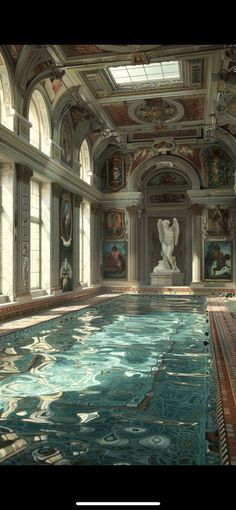 Roman Bath Aesthetic, Royal Bathroom Aesthetic, Ancient Greek Home, House Astethic, Greek Pool, Roman Bathhouse, Roman Bathroom, Roman Bath House, Bath Houses