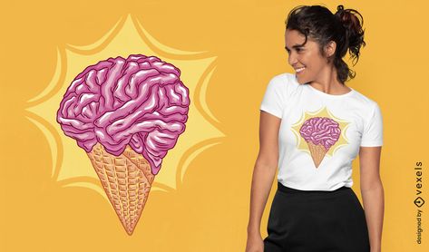 Ice Cream Graphic Design Illustrations, Fun Pink T-shirt With Character Print, Playful Pink Graphic Print T-shirt, Ice Cream Shirts Graphic Tees, Ice Cream Shirt, Cream T Shirt, Procreate Illustration, Photoshop Tutorial Design, Cream Shirt