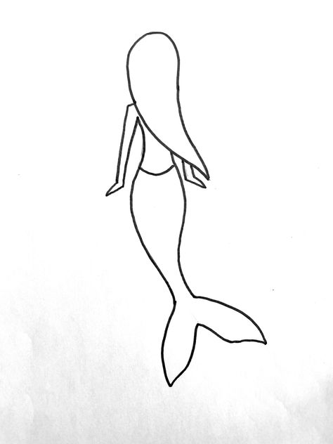 Mermaid Outline Templates, Mermaid Drawing Simple, Mermaid Sketch Simple, Mermaid Drawings Easy, Mermaid Line Drawing, Easy Mermaid Drawing, Sketch Mermaid, Draw Mermaid, Mermaid Tail Drawing