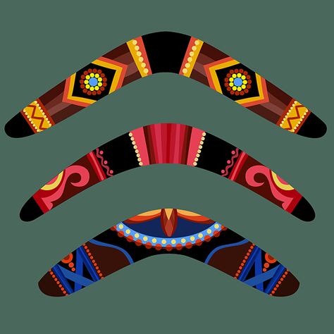 Boomerang Design on Behance 300 Drawing Prompts, Dot Painting Patterns, Australian Boomerangs, Boomerang Design, Wooden Boomerang, Australia Tattoo, Aboriginal Symbols, Australia Crafts, Vbs Crafts