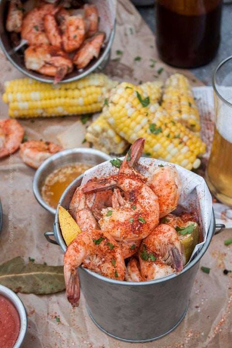 Classic Beer Boiled Peel and Eat Shrimp | Craft Beering Beer Shrimp, Peel And Eat Shrimp, Shrimp Boil Party, Crab Boil Party, Cooking With Beer, Food Motivation, Food Addict, Clam Bake, Shrimp Boil