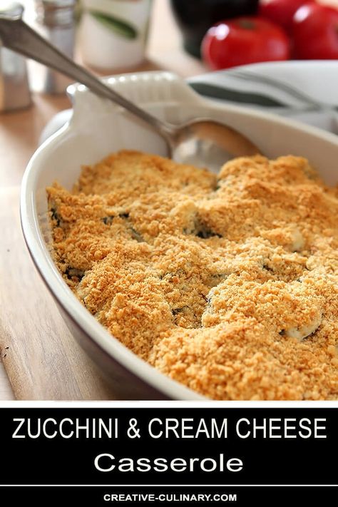 This is an old recipe that remains one of our favorites.  Zucchini is mixed with garlic, cream cheese, and butter and topped with crumbs and baked. Simple and so delicious! Cream Cheese Casserole, Garlic Cream Cheese, Smoked Chicken Salad, Cream Cheese Butter, Zucchini Boat Recipes, Vegetable Casserole Recipes, Pecan Chicken, Zucchini Casserole, Scrumptious Food