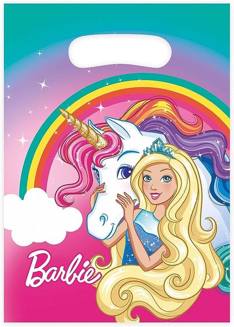 Barbie Dreamtopia Birthday Party, Barbie Inspired Party, Dreamtopia Barbie, Barbie Party Supplies, Shimmer And Shine Party, Barbie Birthday Party Ideas, Unicorn Barbie, School Name Labels, Mermaid Barbie