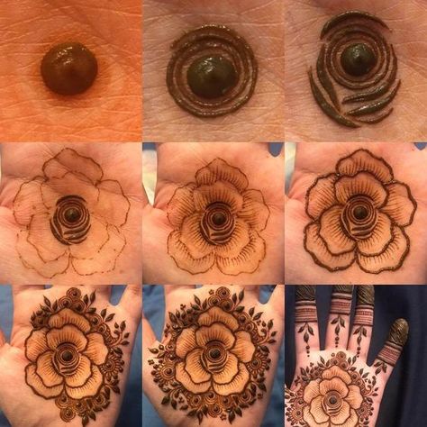 mehndi-design-image-step-by-step Sketch Step By Step, Flowers Sketch, Floral Henna Designs, Tato Henna, Bridal Mehendi Designs Hands, Henna Art Designs, Beginner Henna Designs, Rose Mehndi Designs, Mehndi Patterns