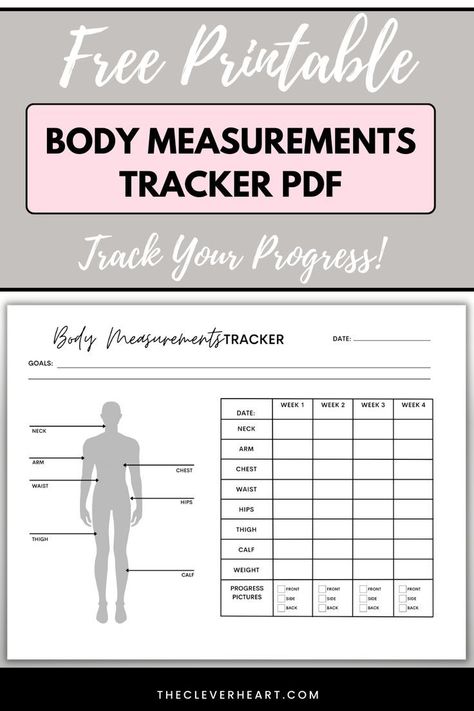 Workout Tracker Printable Fitness Tracker Printable Free, Body Measurements Tracker, Workout Tracker Printable Free, Printable Fitness Tracker, Tracker Printable Free, Workout Tracker Printable, Measurement Tracker, Body Measurement Tracker, Fitness Tracker Printable