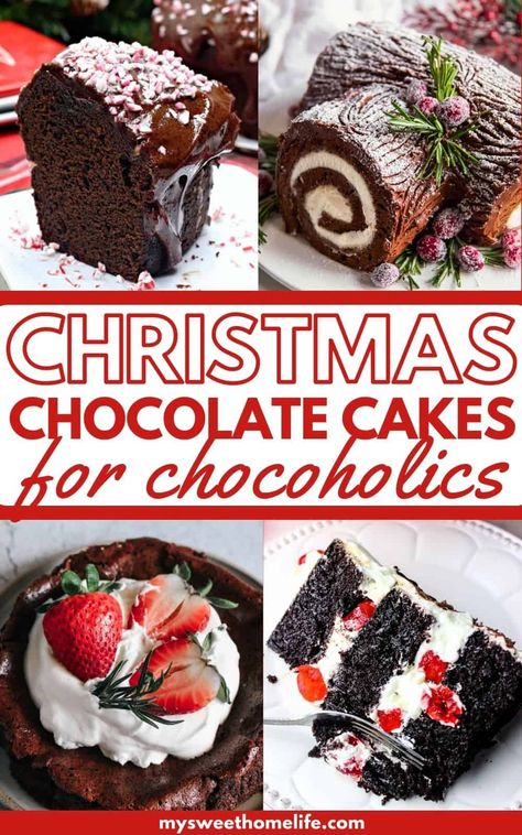 Whether you're a dedicated chocoholic or simply seeking a show-stopping dessert for your holiday table, these Christmas chocolate cakes are guaranteed to satisfy your cravings and spread sweet joy throughout the season. Holiday Chocolate Cake, Christmas Bundt Cake Recipes, Christmas Chocolate Cake, Chocolate Christmas Cake, Christmas Chocolate Desserts, Christmas Bundt Cake, Fudgy Cake, Chocolate Cake Recipes, Peppermint Cake