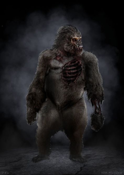 ArtStation - Gorilla Zombie, Adam Milicevic Zombie Video Games, Gorilla Costume, Gorilla Costumes, Zombie Drawings, Zombie Monster, Monster Concept Art, Survival Games, Resident Evil, Costume Design